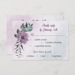 lila Blumen botanische Speisen RSVP Karte