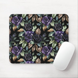 Lila Blumen Bronze Blätter Mousepad