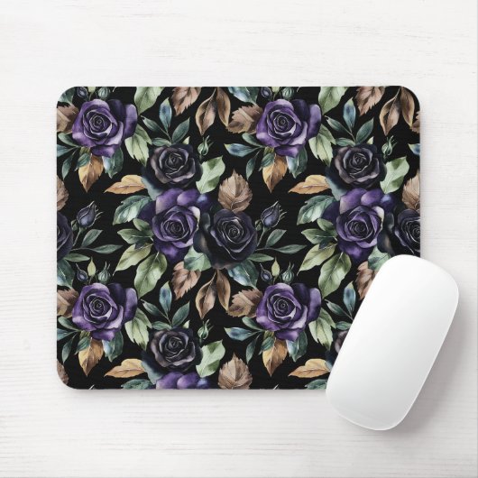 Lila Blumen Bronze Blätter Mousepad (Mit Mouse)