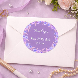 Lila Blumen danken Ihnen Runder Aufkleber