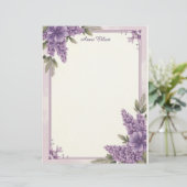 Lila Blumen Ecken Briefpapier (Stehend Vorderseite)