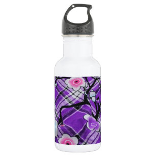 Lila Blumen Edelstahlflasche