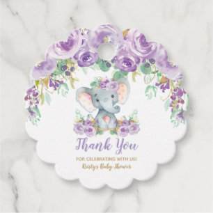 Lila Blumen-Elefanten-Baby-Party Mädchen Danke Geschenkanhänger