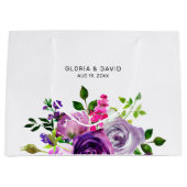 Lila Blumen Elegante Hochzeit Große Geschenktüte (Vorderseite)