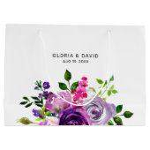 Lila Blumen Elegante Hochzeit Große Geschenktüte (Rückseite)