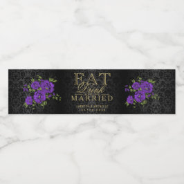 Lila Blumen - essen, trinken und Verheiratet sein Wasserflaschenetikett