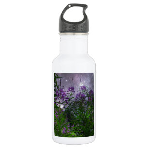 Lila Blumen Fantasy Nacht Trinkflasche