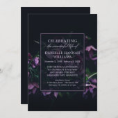 Lila Blumen - Feier des Leben-Denkmals Einladung (Vorne/Hinten)