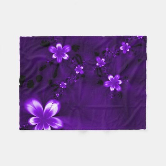 Lila Blumen Fleecedecke (Vorderseite (Horizontal))