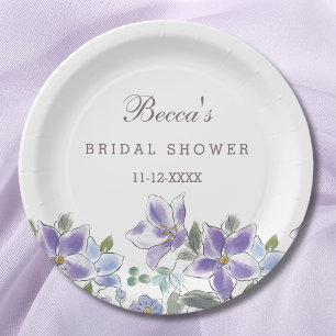 Lila Blumen Flieder Floral Brautparty Pappteller