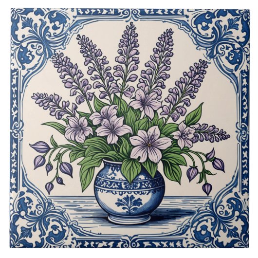 Lila Blumen Fliese (Vorderseite)
