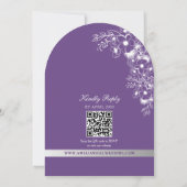 Lila Blumen Foto QR Code Hochzeit Einladung (Rückseite)