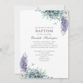 Lila Blumen. Garten mit Blumen. Lavendeltaufe Einladung (Vorderseite)