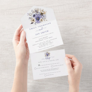 Lila Blumen Gastadressen Hochzeit All In One Einladung