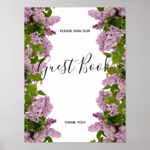 Lila Blumen Gästebuch-Unterschriftenposter Poster