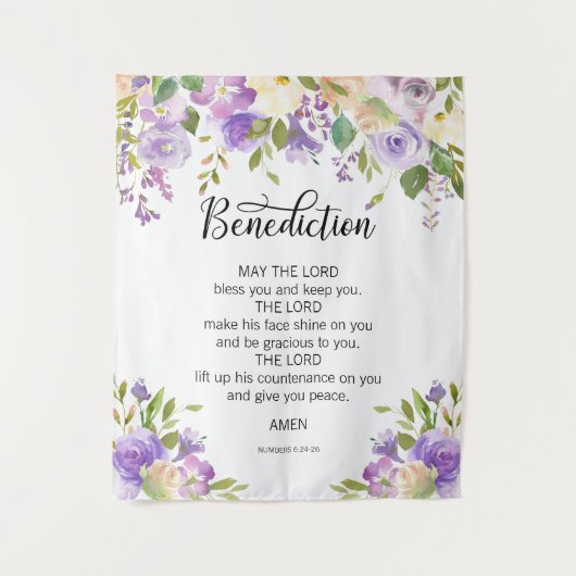 Lila Blumen Gebet Kirche Hochzeit Hintergrund Wandteppich (Vorderseite)
