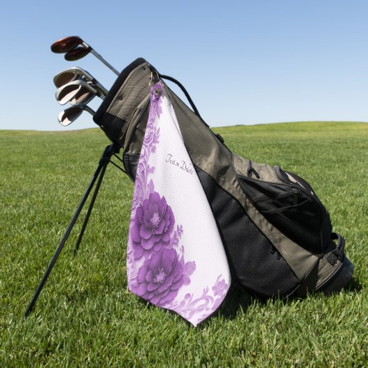 Lila Blumen Geblüht Golfhandtuch (Gras)