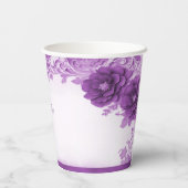 Lila Blumen Geblüht Papier Cup Pappbecher (Rückseite)