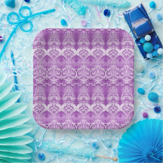 Lila Blumen Geblüht Papierplatte Pappteller (Party)