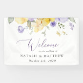 Lila Blumen, gelbe Blumen, Begrüßung Banner (Horizontal)