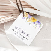 Lila Blumen, gelbe Blumen, Boho, Babydusche Geschenkanhänger