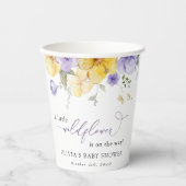 Lila Blumen, gelbe Blumen, Boho, Babydusche Pappbecher (Vorderseite)