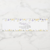 Lila Blumen, gelbe Blumen, Boho, Babydusche Wasserflaschenetikett (Einzelnes Label)
