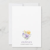 Lila Blumen, gelbe Blumen, Boho, Konfirmation Einladung (Rückseite)