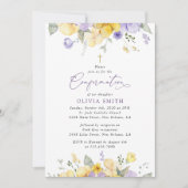 Lila Blumen, gelbe Blumen, Boho, Konfirmation Einladung (Vorderseite)
