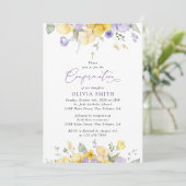 Lila Blumen, gelbe Blumen, Boho, Konfirmation Einladung (Stehend Vorderseite)