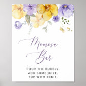 Lila Blumen, gelbe Blumen, Boho, Momosa Bar Poster (Vorne)