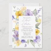 Lila Blumen, gelbe Blumen, Boho, Sweet 16 Einladung (Vorderseite)