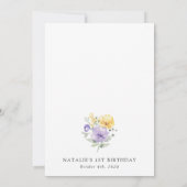 Lila Blumen, gelbe Blumen, Boho, Sweet 16 Einladung (Rückseite)