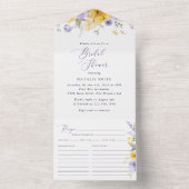 Lila Blumen, gelbe Blumen, Brautparty All In One Einladung (Innen Boden)