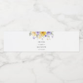 Lila Blumen, gelbe Blumen, Grünpflanzen, Hochzeit Wasserflaschenetikett (Einzelnes Label)