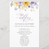 Lila Blumen, gelbe Blumen, Hochzeitsprogramm (Vorderseite)