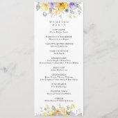 Lila Blumen, gelbe Blumen, Hochzeitsprogramm Programm (Rückseite)