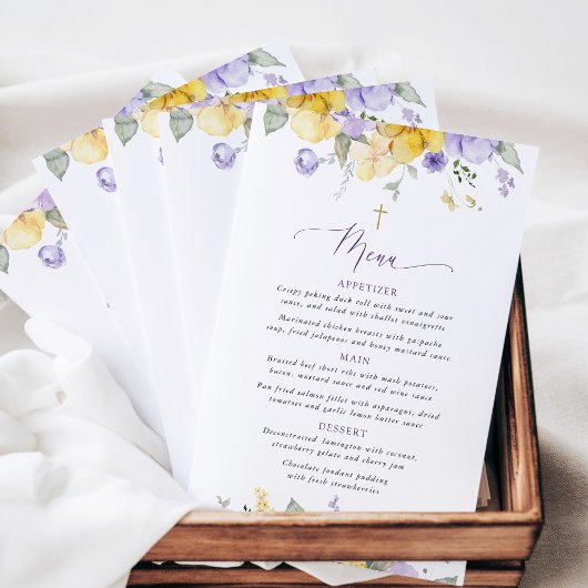 Lila Blumen, gelbe Blumen, Taufmenü