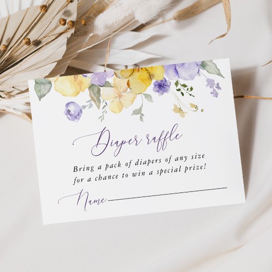 Lila Blumen, gelbe Blumen, Windeln Begleitkarte