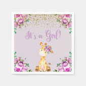 Lila Blumen & giraffe Babydusche Servietten. Serviette (Vorderseite)