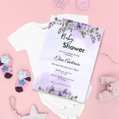 Lila Blumen Girl Babydusche Einladung