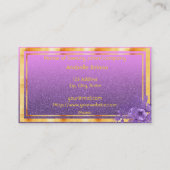 Lila Blumen Gold Glitzer mit Monogramm Visitenkarte (Rückseite)