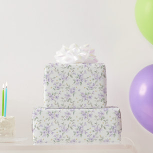 Lila Blumen Gold Sterne Monde Geburtstag Geschenkpapier