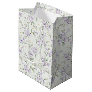 Lila Blumen Goldene Sterne Monde Baby Shower Mittlere Geschenktüte