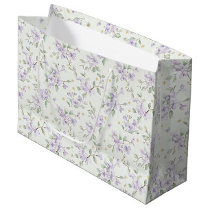 Lila Blumen Goldene Sterne Monde Babyparty Große Geschenktüte