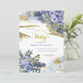 Lila Blumen/Goldrausch/Foto/Abschluss Einladung (Stehend Vorderseite)