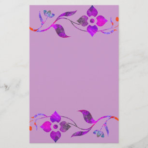 Lila Blumen-Grenze Briefpapier
