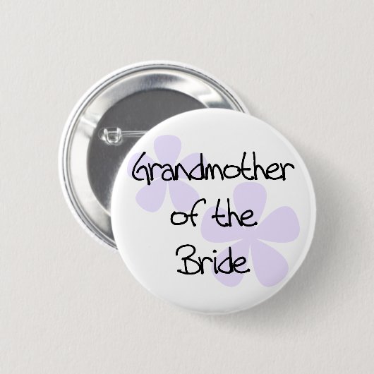 Lila Blumen-Großmutter der Braut Button (Vorne & Hinten)