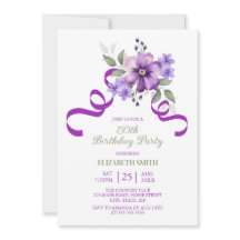 Lila-Blumen-Grün-Ribbon-Geburtstag