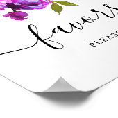 Lila Blumen & Grüne Duschfavoriten Zeichen Poster (Ecke)